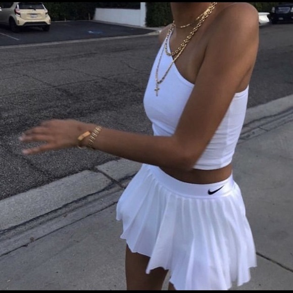 white nike victory tennis skirt